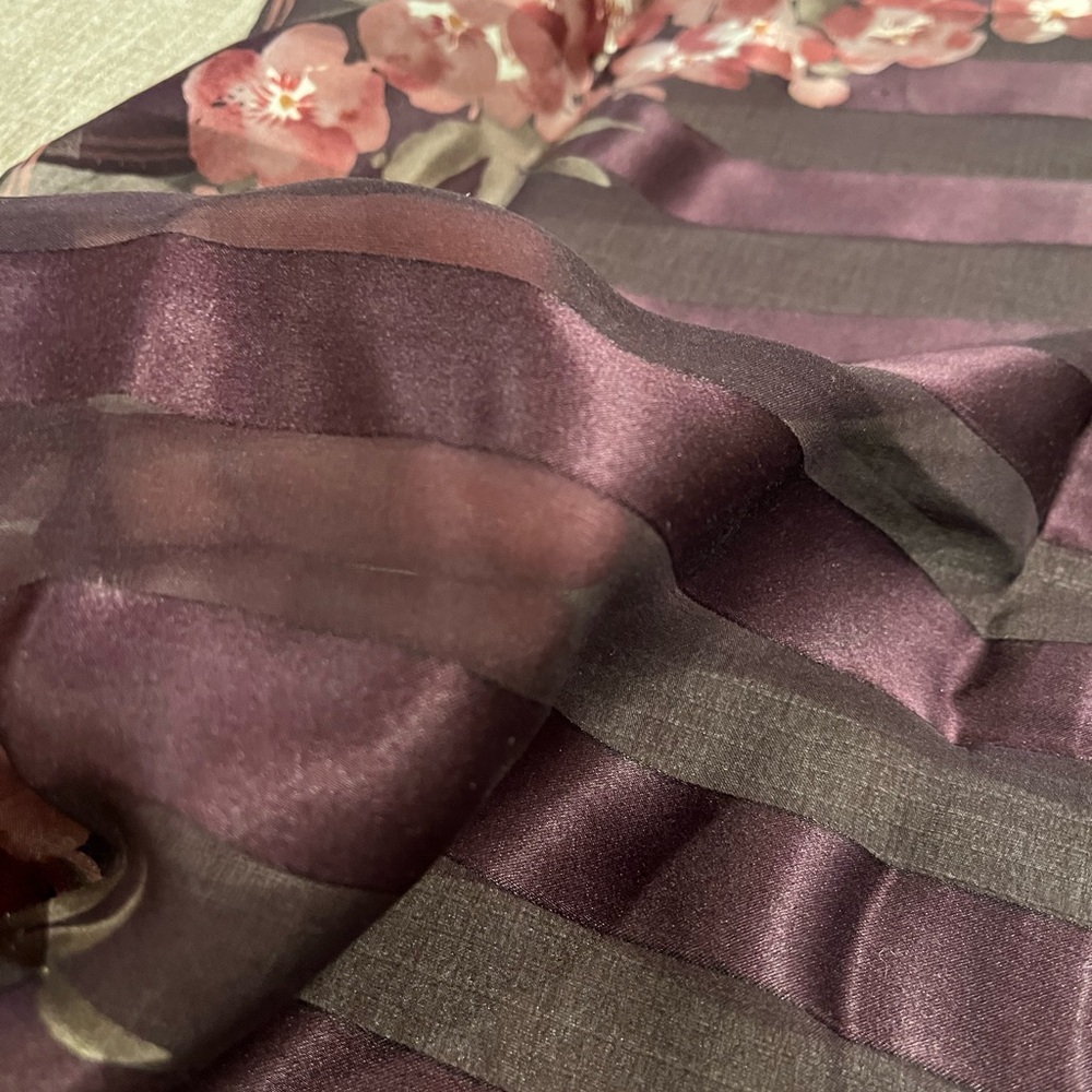 Floral Burgundy and Pink Scarf - Picture 3 of 4